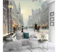 Hand Drawn Winter Abstract City Building Snow Scene 3D Wallpaper Premium Textured Silk Study Dining Living Room Bedroom Sofa TV Wall Easy Install-350cm×256cm
