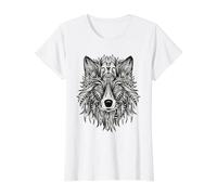 Hand Drawn Wolf Silhouette Nature Wild Wolves Pack Value Graphic T-Shirt, Women, White, M