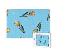 Hand Drawn Yellow Tulips,300 Pieces Wooden Jigsaw Family Game Jigsaw Puzzles for Adults Teens Home Decor