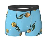 Hand Drawn Yellow Tulips,Men's Underwear Boxer Briefs Comfort Soft Stretch for Man