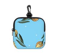 Hand Drawn Yellow Tulips, Square Zipper Storage Bag, Neoprene Coin Purse, Small Wallets, Change Pouch, Change Purse
