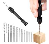 Hand Drill Bit Set with Precision Pin Vise Drill, Micro Twist Drill Bits for Delicate Manual Work Electronic Assembling Model Making Woodworking Jewelry DIY