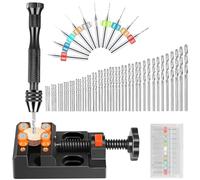 Hand Drill Bits Set 60 Pieces, Precision Hand Pin Vise Rotary Tools with Micro Mini Twist Drill Bits for Wood, Jewelry, Plastic, Craft Projects and Model Building, DIY Drilling