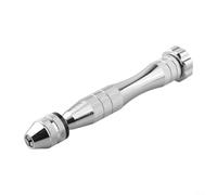 Hand Drill for Watchmaker Jewelry Repair, 0.3-3mm Rotary Pin Vise Chuck Tool, Manual Drill with Steel Round Cap, Silver