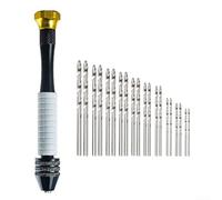 Hand Drill Set Featuring 20 Spiral Drill Bits for Soft Material Crafting Like Resin Wood and Plastics with Ergonomic Non Slip Silicone Grip