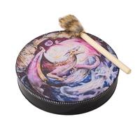Hand Drum, 9.8 Inch Adults Shaman Tool Meditation Drum, Sound Bath Instruments, Leather and Wood Symbol of The Siberian Drum for Music Lovers, Shamanic Drum for Adults, Handmade Decorative Design Drum