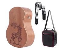 Hand Drum for Kids Guitar-Shaped Wooden Instrument with Storage Bag
