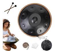Hand Drum in D Minor Kurd, 432Hz/440Hz Handpan Instrument 22 Inches, 9/10/12 Notes Steel Handpan with Mallets and Stand, for Sound Healing, Yoga and Adult Meditation(Black,440HZ/12Note)
