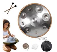 Hand Drum in D Minor Kurd, 432Hz/440Hz Handpan Instrument 22 Inches, 9/10/12 Notes Steel Handpan with Mallets and Stand, for Sound Healing, Yoga and Adult Meditation(Silver,440HZ/12Note)