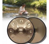 Hand Drum Instrument Percussion Steel Drums Kit W/Drum Mallets Note Stickers Carrying Case Stand 432HZ 22 Inches 9/10/12 Notes D Minor Kurd Handpan Sound Healing(Gold,9)