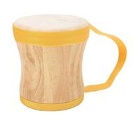 Hand Drum Kit Wood Roller Sheepskin Top Drum with Stick Wooden Conga for Performances Parties Music Festivals with Carrying Strap (Yellow)