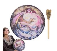 Hand Drums for Adults | 9.8 Inch Shaman Frame Drum for Meditation | Sound Bath Instruments, Leather and Wood Symbol of The Siberian Drum for Music Lovers