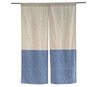 Hand-Dyed 100% Pure Cotton Casemate Japanese Noren 44" Width Solid Pattern Two Tone Indigo Blue Cream Color Machine Washable Curtain Bohemian Style Standard Door (Pack of 1) 34"W x 63"L