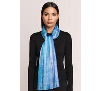 Hand-Dyed Silk Scarf - Light Navy & Silver Brushstrokes - 100% Lightweight Mulberry Silk Silk and Bears Blue 10-12