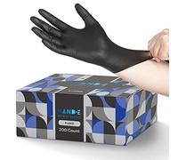 Hand-E Touch Black Nitrile Disposable Latex Free & Powder Free Gloves X-Large, 200 Count - BBQ, Tattoo, Hair Dye, Cooking & Mechanic Gloves
