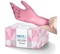 Hand-E Touch Pink Nitrile Disposable Gloves Medium, 50 Count - Esthetician, Nail Tech, Microblading, Hair Dye & Stylist, Salon, Cleaning Gloves - Latex Free Gloves