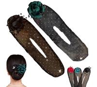 Hand Elegant Embroidered Flowers Deft Bun, Lazy Hair Curler, Flower Shape Bun, Women's Hairpin Femininity Accessory, Easy Fast Roll Hairstyle (2PCS-C)