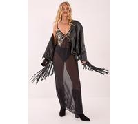Hand Embellished Sheer Strappy Maxi Dress NastyGal Black 10