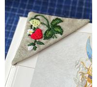 Hand Embroidered Corner Bookmark - Delicate Floral Initial Bookmark - Unique Reading Accessory with Handcrafted Details - Perfect Gift for Book Lovers - Strawberry