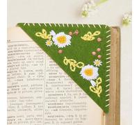 Hand Embroidered Corner Bookmark, Letters Personalised Flower Embroidery Bookmark, Green Felt Triangle Bookmarks for Book Lovers Men Women