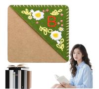 Hand Embroidered Corner Bookmark, Personalised Flower Embroidery Book Mark, Unique Bookmarks for Book Lovers, Durable & Stable Felt Triangle Reading Accessories, Non-Slip Book Accessories(Summer B)