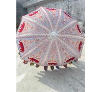 Hand embroidered Indian large Garden Bohemian Garden, Parrot Embroidery Design Wedding Parasols Large Size Pool Beach - Style Speaks