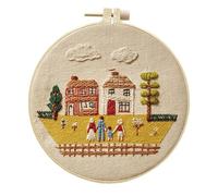 Hand Embroidery Kit Flower Butterfly Starter Stitches Practice Stamped Cross Stitch Sets with Tools Art Projects for Adults(C)