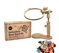 Hand Embroidery Kit with 8” Hoop, Stand, and 24 Assorted Color Threads, Beginner Sewing and Needlepoint Bundle with Accessories, Hands-Free Adjustable Frame for Arts, Crafts, and Hobbyists