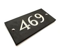 Hand Engraved Slate House Number - Deep V-Cut, Natural Stone, Weatherproof & Long-Lasting, Premium House Sign - 3 Digit 100-999
