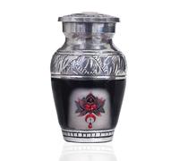 Hand Engraved Small Keepsake urn - Cremation Urn with 1 Velvet Box Bag, 3 cu.in Aluminium, Lovely Blue Pattern, Polished Finish, Decorative Urn