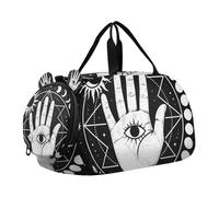 Hand Evil Eye Moon Boy's Gym Duffel Bag with Shoes Compartment Lightweight Overnight Travel Weekender Tote for Travel, Sports, Duffel, Weekender