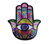 Hand Evil Eye Sequin Iron on Patches, Large Embroidered Patches for Clothes, Decorative Applique DIY Sewing Ironing Accessorie for Clothes Jacket Backpack Hat