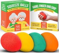 Hand Exercise Balls | 4 Silicone Egg Grip Trainers, Progressive Resistance, Rehab Guide + Bag