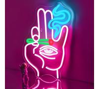 Hand Eye Neon Sign Evil Eye Hand Neon Light Pink Blue Led Neon Signs for Wall Decor Hamsa Neon Sign USB Eye Neon Light Signs for Bedroom Game Room Home Bar Pub Cafes Party Decor Gift for Boys(XD030)