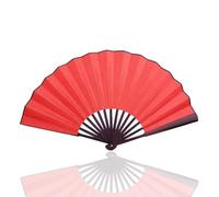 Hand Fan, Red Handheld Fan Fabric Folding Fan Portable Japanese Chinese Fans for Weddings Bridal Dancing Church DIY Decoration Women Kids Gift Party Favors