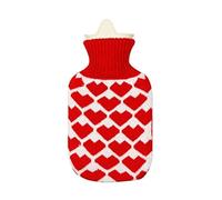 Hand Feet Warmer Hot Water Bottle with Heart Red Knitted Cover Winter Hot Water Bag Hot Water Bottles for Adults