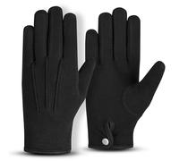 Hand Fellow Men’s Cotton Gloves - Soft, Breathable, Reusable Formal Gloves for Inspection, Costumes, Marching Band, Parade, or Dry Hands - Classic Fit with Snap Closure (Black, S)