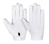 Hand Fellow Men’s Cotton Gloves - Soft, Breathable, Reusable Formal Gloves for Inspection, Costumes, Marching Band, Parade, or Dry Hands - Classic Fit with Snap Closure (White, X-Large)