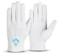 Hand Fellow Men’s Cotton Gloves - Soft, Breathable, Reusable Formal Gloves for Inspection, Costumes, Marching Band, Parade, or Dry Hands - Classic Fit with Snap Closure (Blue, M)