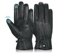 Hand Fellow Men’s Leather Gloves with Touchscreen, Warm Fleece Lining, Sheepskin for Cold Weather, Anti-Slip, Great for Driving & Outdoors, Classic Black Gloves XL