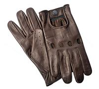 Hand Fellow Men's Leather chauffeur Vintage Retro Style Without Lining Driving Gloves (Brown, S)