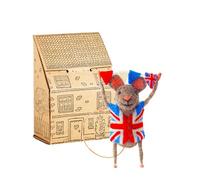 | Hand-Felted Union Jack Bunting Mouse | Organic Wool Home Decor | Fair Trade Plush Animal Ornament | Gift for Any Occasion | Perfect for New Spaces & Home Accessories