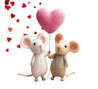 Hand Felted Wool Mouse - Handmade Lightweight Charm Decorations | Wool Mouse Couple Table Ornaments | For Christmas Birthday Parties Home Indoor Office Collection