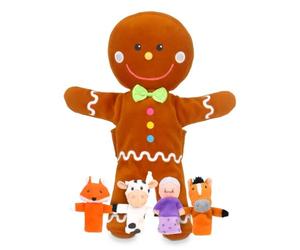Hand & Finger Puppets - Gingerbread Man Puppet & 4 Unique Finger Puppets - Soft, Cuddly, & Embroidered Role Play Toys for Ages 2-9 to Enhance Imagination & Communication Skills by Fiesta Crafts
