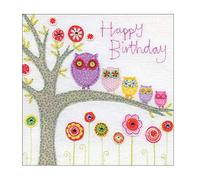 Hand Finished Owls Birthday Card