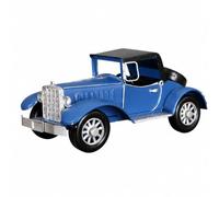 Hand-Finished Tin Vintage Car Model Tabletop Freestanding Metal Car Decoration with Spare Tire Antique Collectible Vehicle, Blue Black
