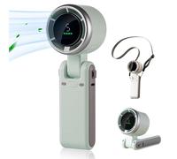 Hand Folding High-Speed Turbine Fan, Portable Handheld Turbine Fan, 3 in 1 Foldable Personal Pocket Fans with 5 Speeds, 180° Adjustable Rechargeable Neck Fans for Travel, Outdoor, Home, Office (Green)