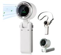 Hand Folding High-Speed Turbine Fan, Portable Handheld Turbine Fan, 3 in 1 Foldable Personal Pocket Fans with 5 Speeds, 180° Adjustable Rechargeable Neck Fans for Travel, Outdoor, Home, Office (White)