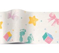 Hand & Foot Print - Pink/Blue Wrapping Tissue Paper - 5 Sheets - 18GSM Colour Fast Acid Free - 35 x 45CM