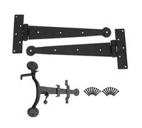 Hand Forged Blacksmith Traditional Penny end Door Tee Hinges+ Suffolk Latch (12" Hinges + Suffolk Latch)